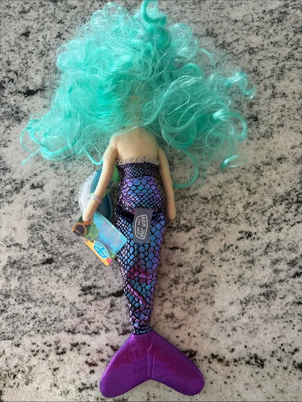 Ron Jon Mermaid Doll with Teal Hair and Purple Scale Dress